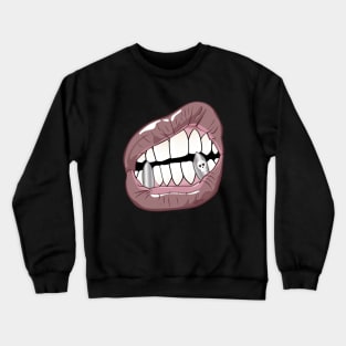 Mouth with Silver Teeth (for Face Mask) Crewneck Sweatshirt